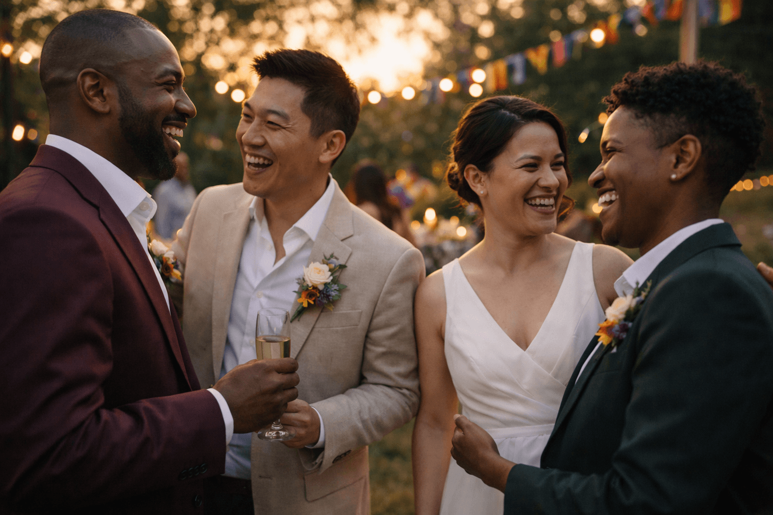 People celebrating together at a wedding reception